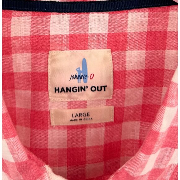 johnnie-O Hangin’ Out Shirt Men's L Pink Check Button Down Long Sleeve - Picture 2 of 5